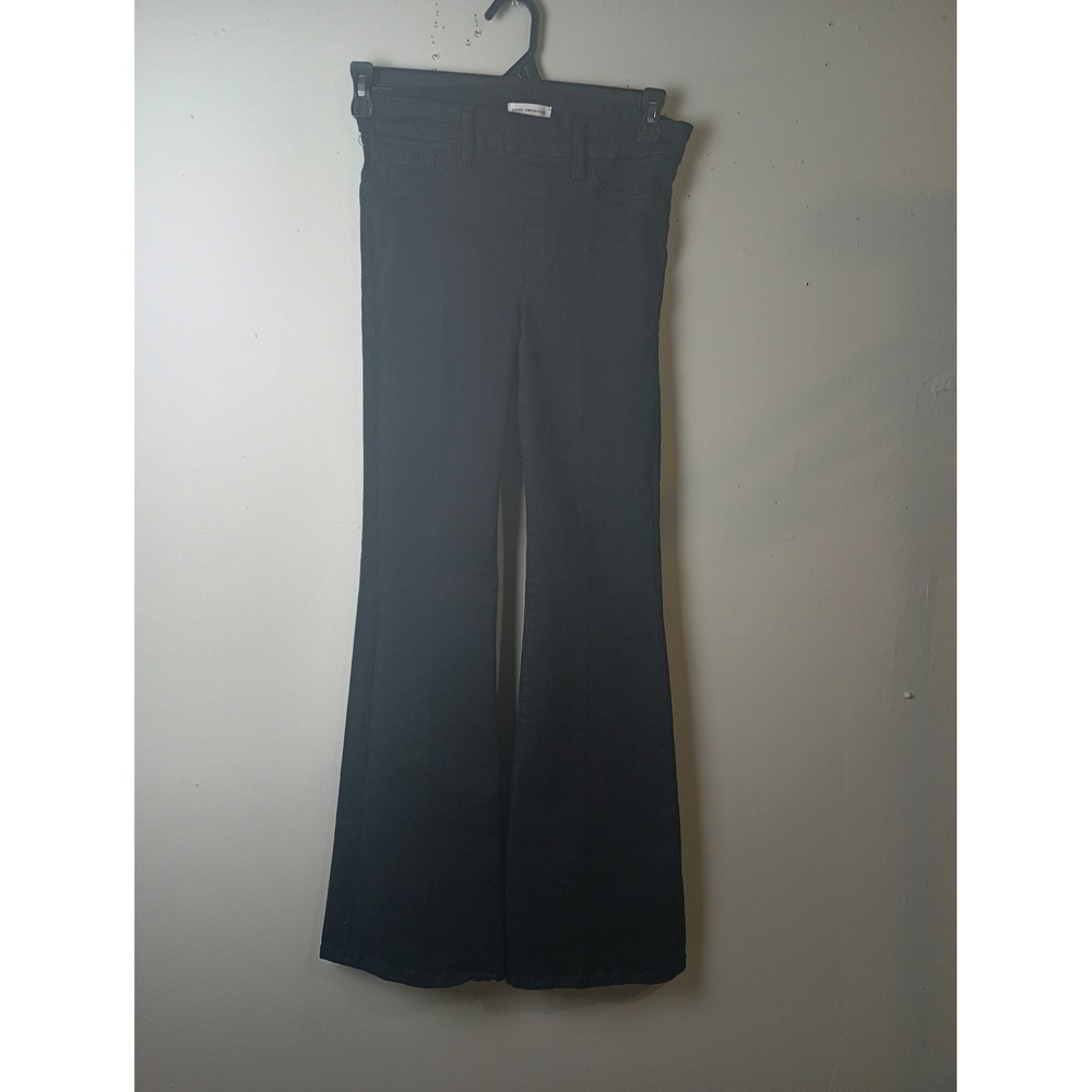 Good American Pull On Flare Jeans Black High Rise Stretch Denim GLF478BTE Size S